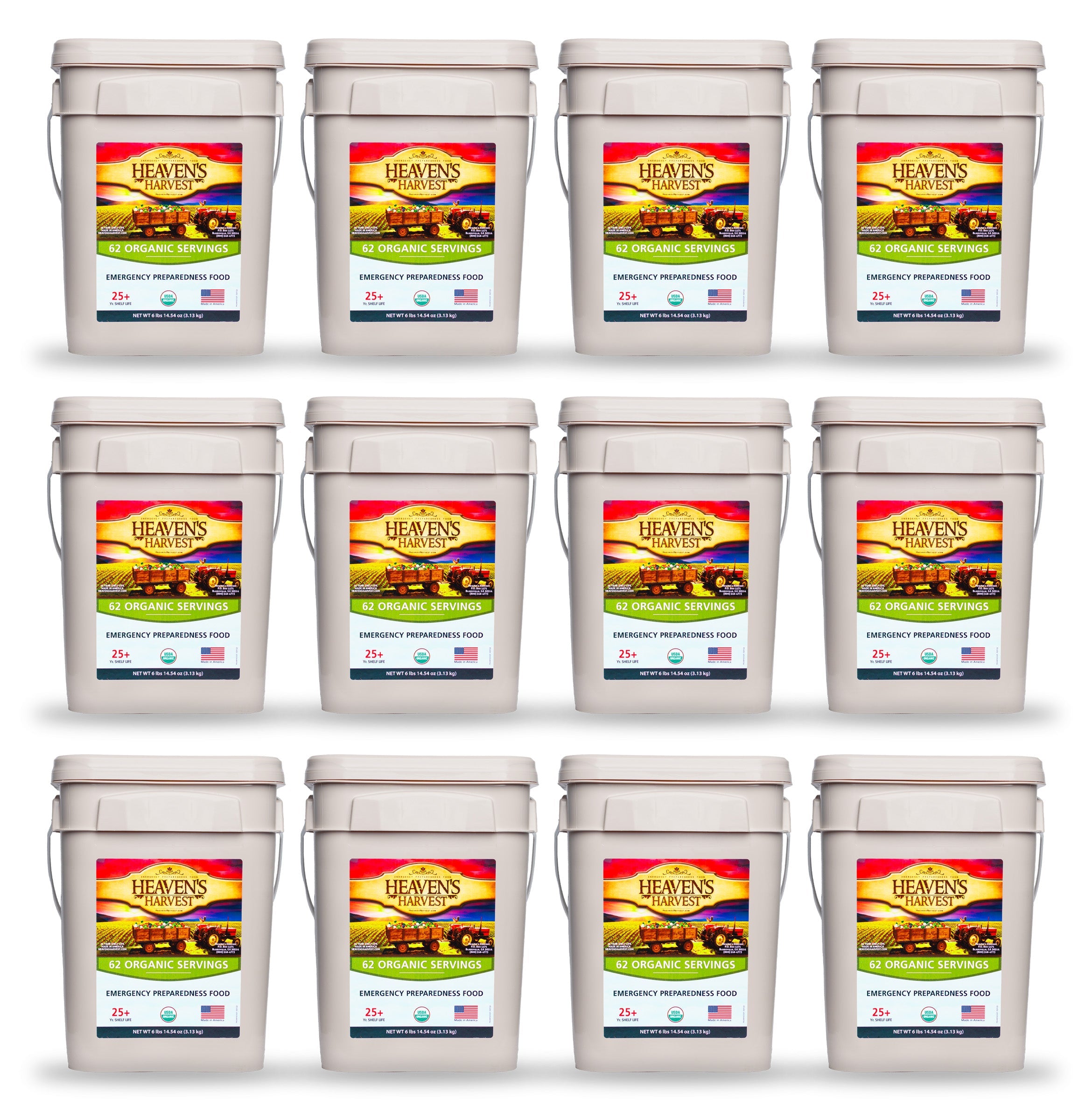 Organic Meal Bucket - 12 Pack -  Emergency Food Survival Kit