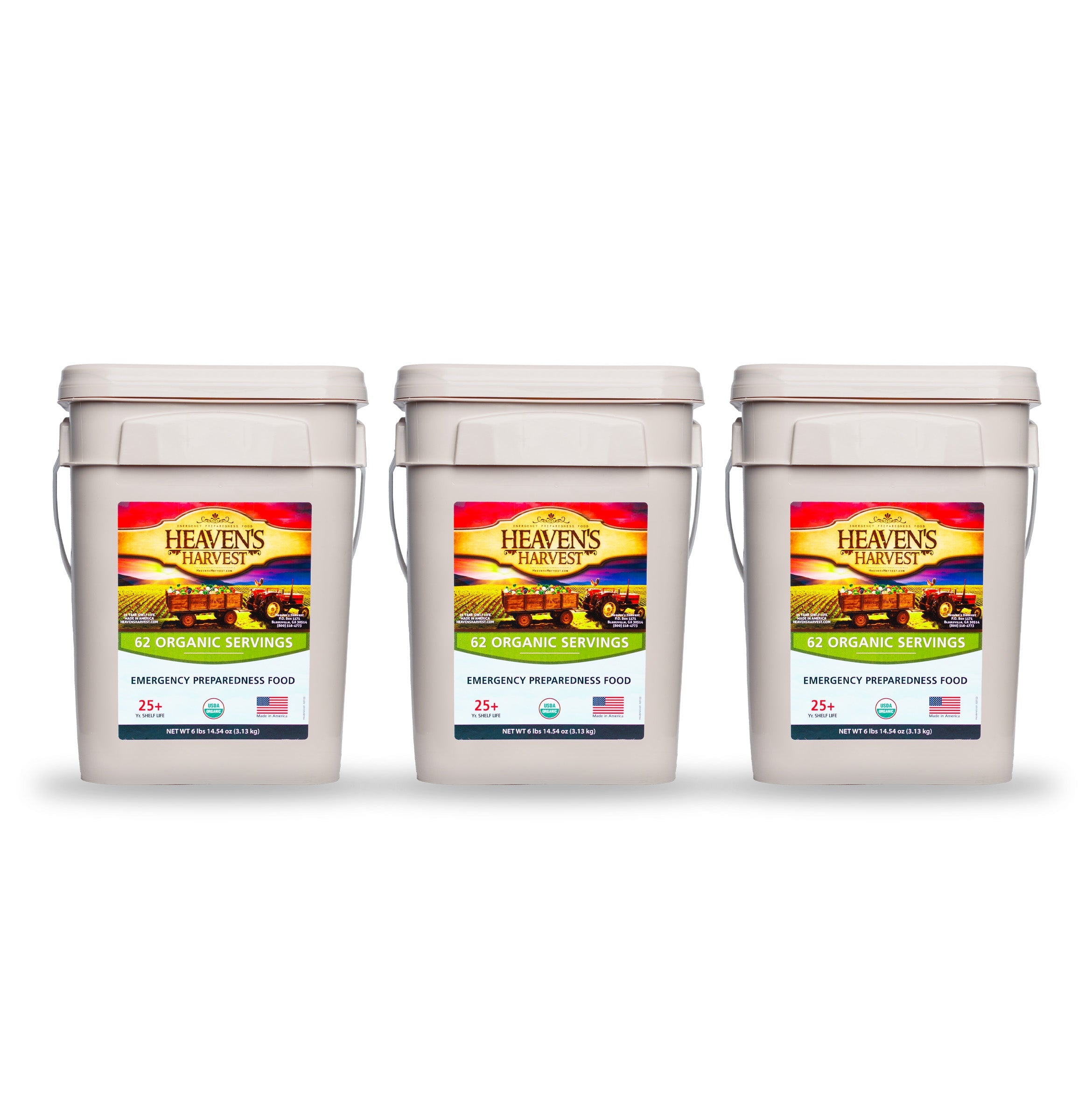 Organic Meal Bucket - 3 Pack -  Emergency Food Survival Kit