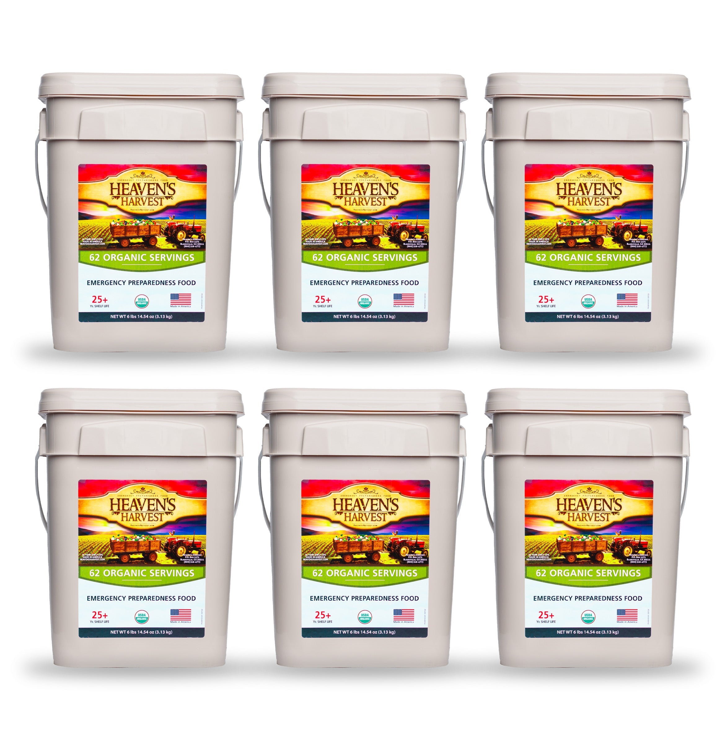 Organic Meal Bucket - 6 Pack -  Emergency Food Survival Kit