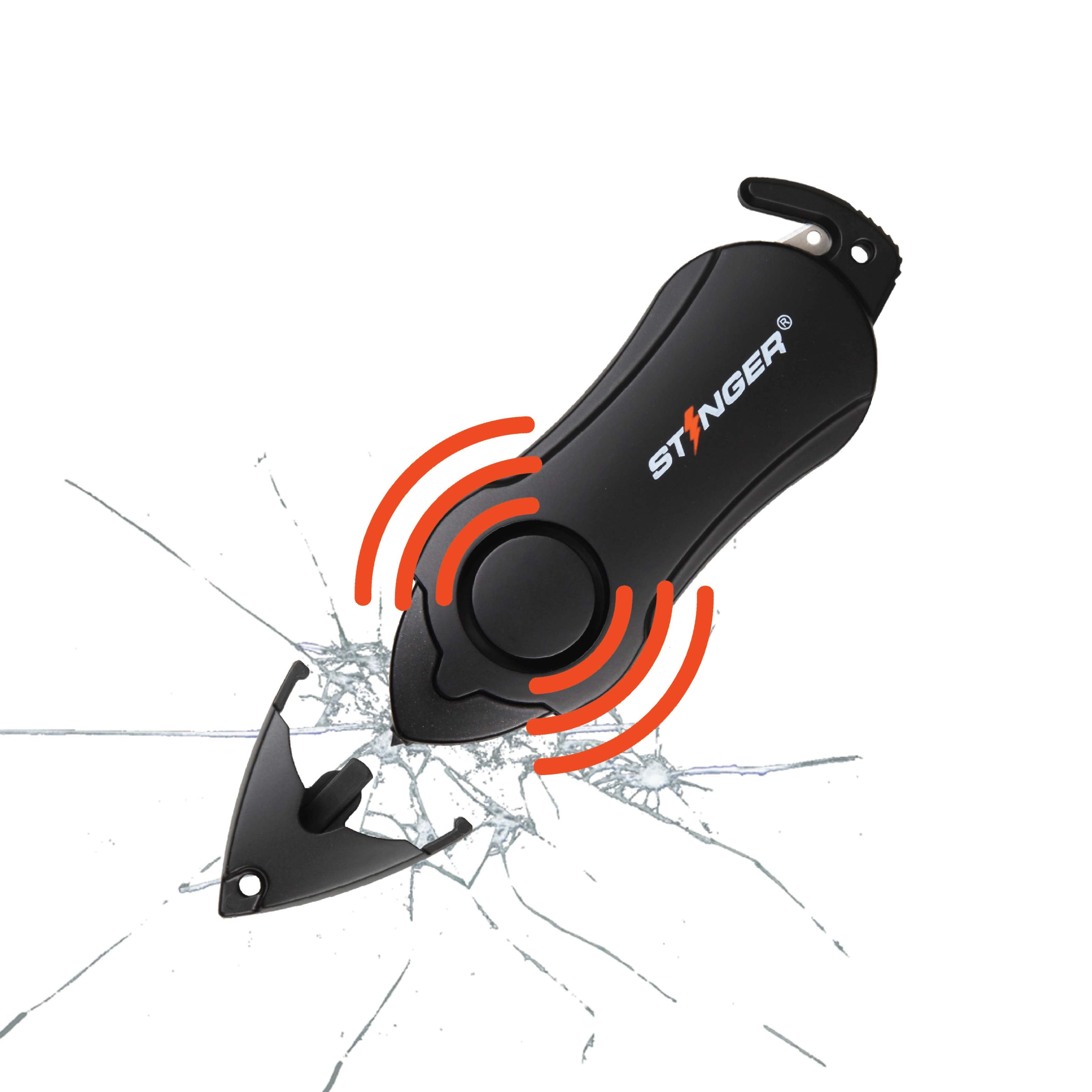 Stinger Personal Safety Alarm Keychain Emergency Tool: Siren Alarm, Seat Belt Cutter, Glass Breaker (Black) (SC)