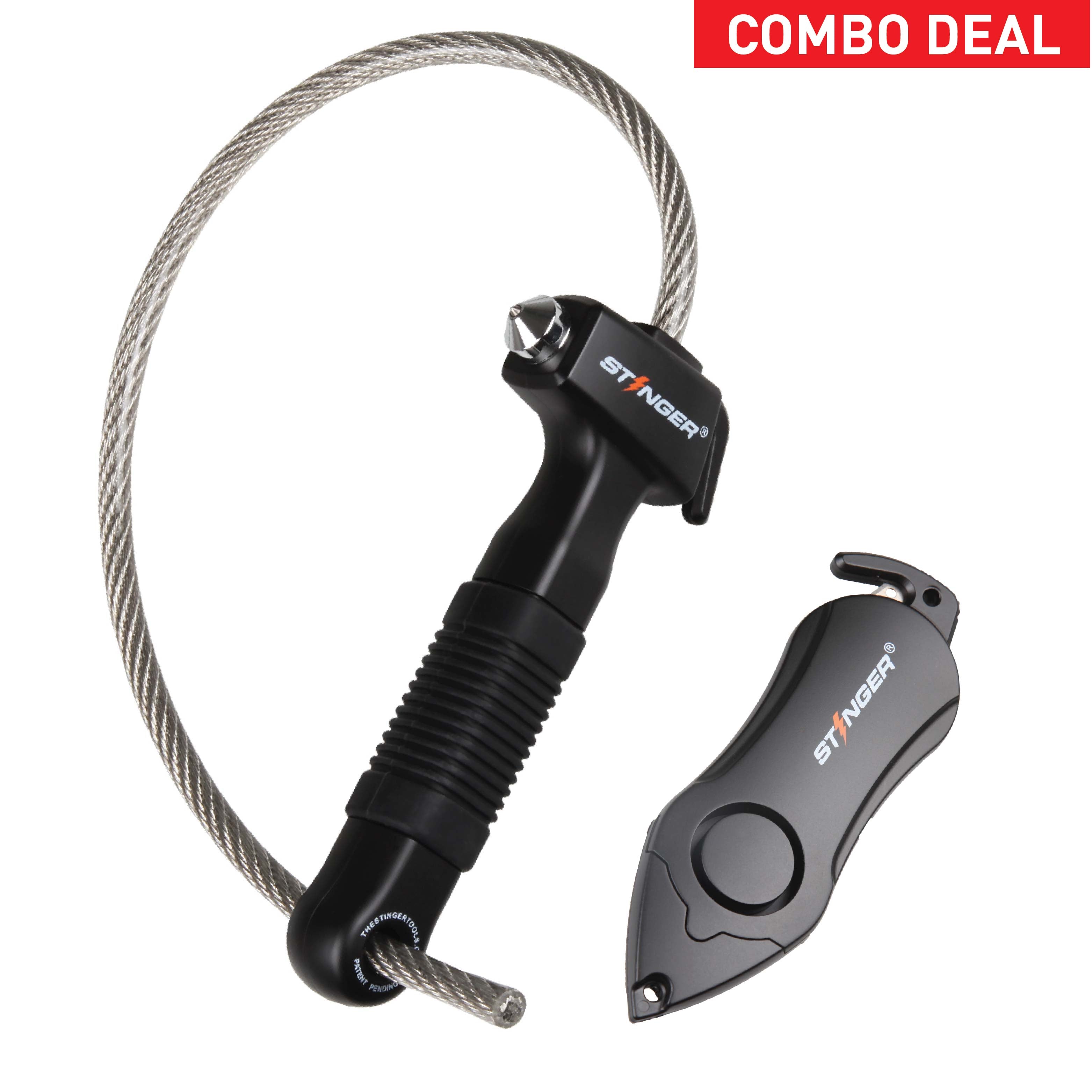 Stinger Life-Saving Whip Car Emergency Tools + Personal Alarm (Black) (SC)