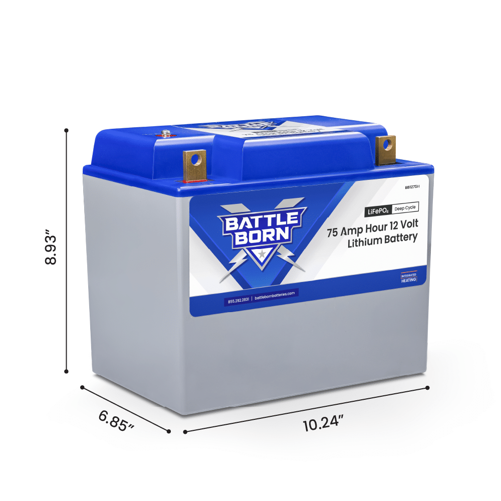 Battle Born 75Ah 12V Group 24 LiFePO4 Heated Battery Kit (SC)