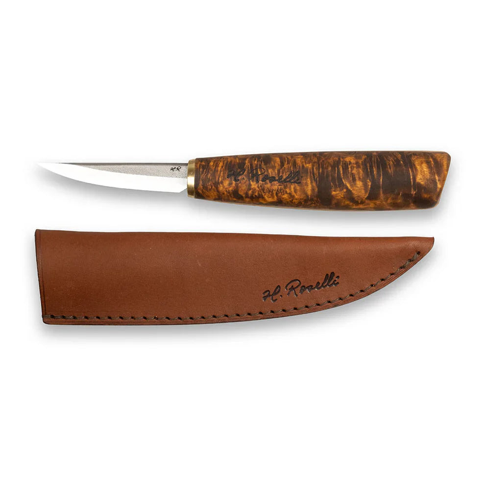 Roselli R113 The Carving Knife (Short Blade) - Stained Curly Birch (SC)