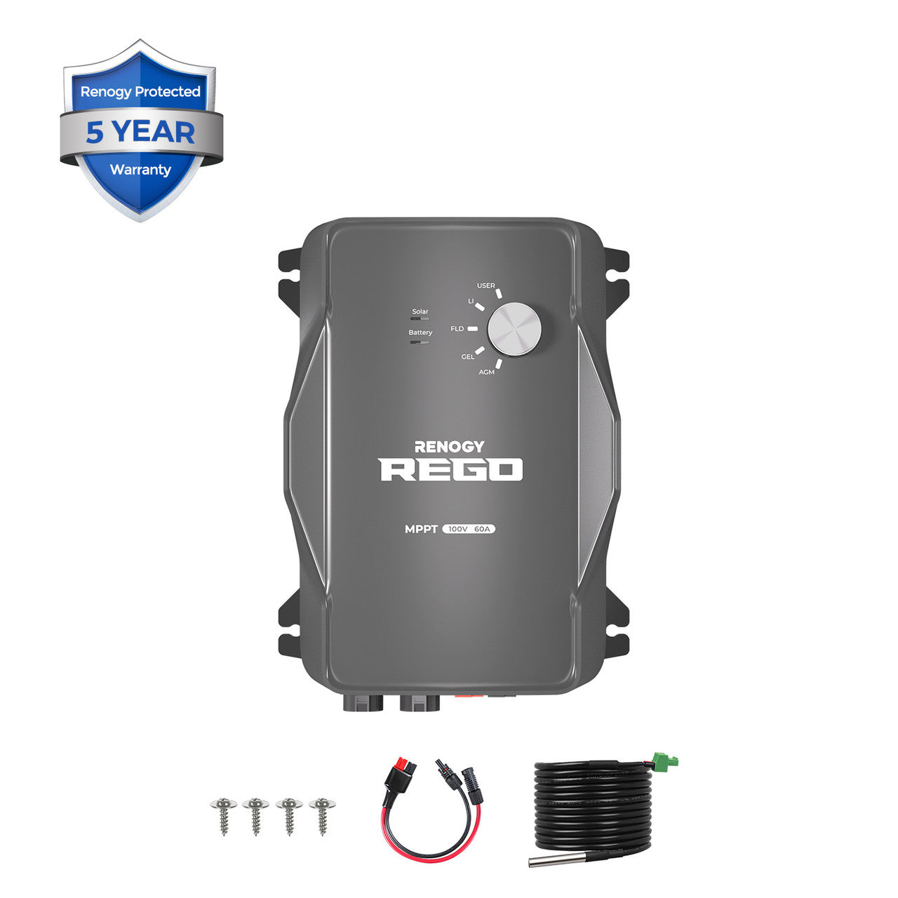 Renogy REGO 12V 60A MPPT Solar Charge Controller + 10Ft Power Cable (SC)