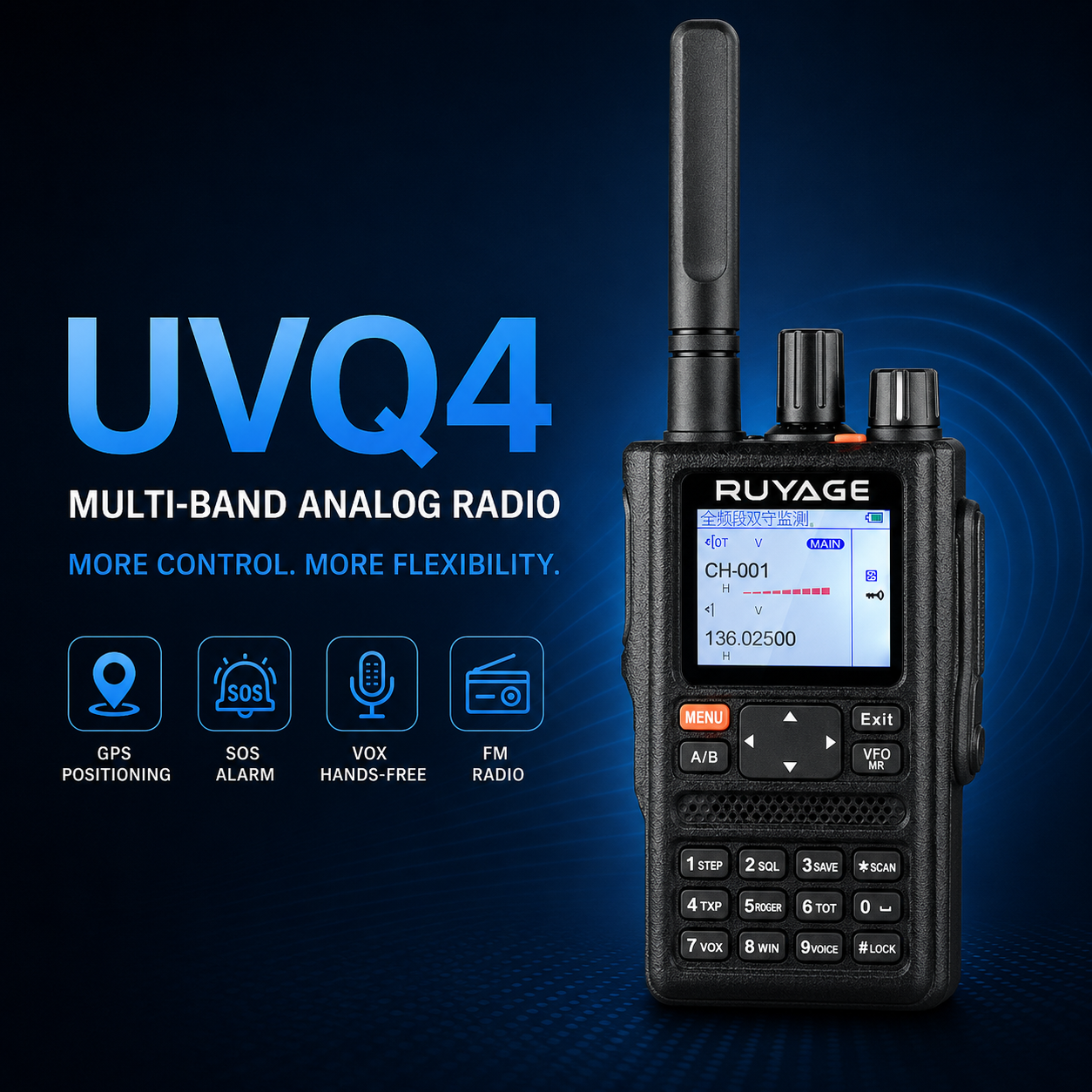 RUYAGE UVQ4 6-Band GPS Analog Walkie Talkie