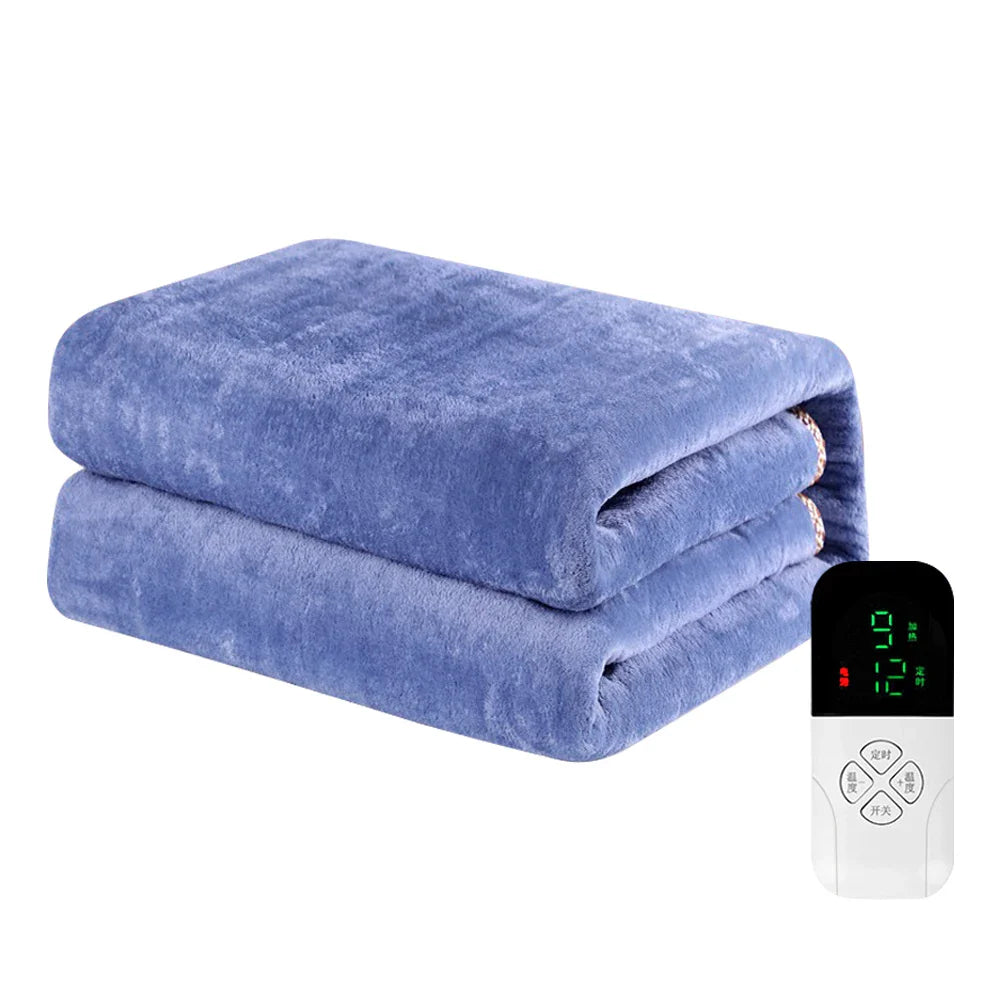 220V Electric Blanket Flannel Heated Mattress Pad Thermostat Auto Shut Off