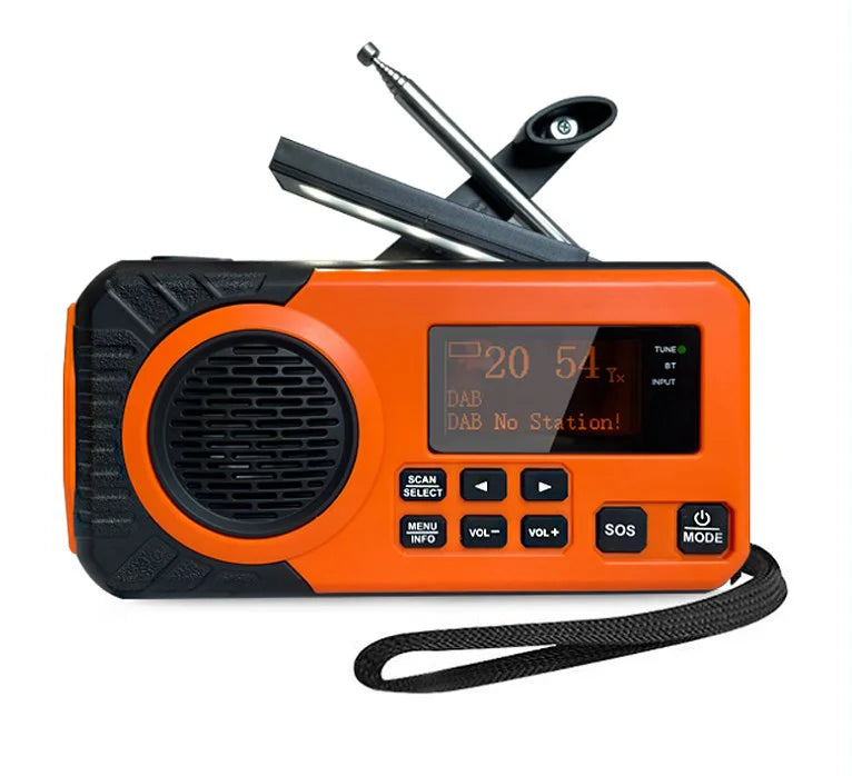 DAB+ Emergency Hand Crank Solar Radio Bluetooth Power Bank SOS Reading Lamp