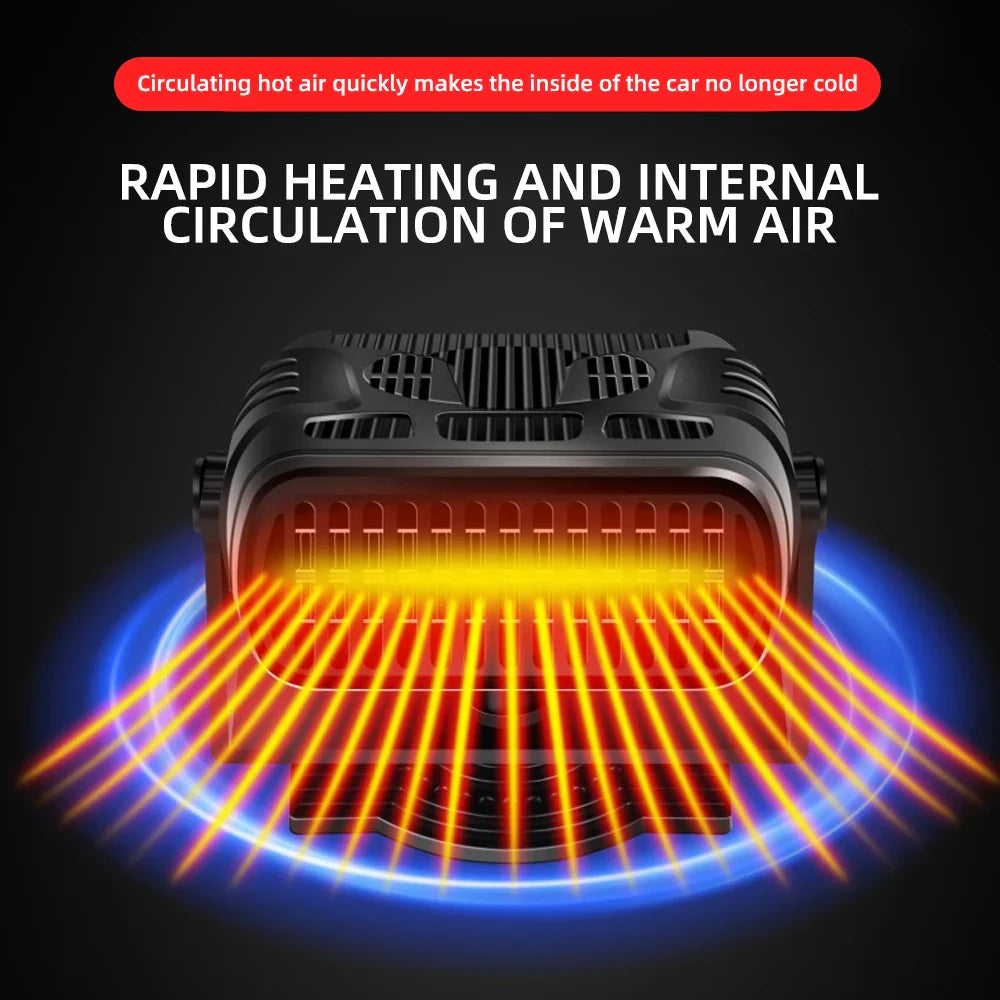 2-in-1 Car Cooling & Heater Fan – Windshield Defogger Defroster 12V/24V Auto