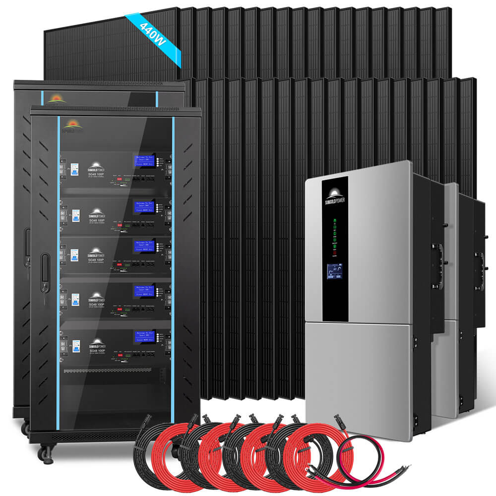 Hybrid Solar Kit 11.4KW 48V Split Phase 51.2 KWH Lithium Battery 36 X 440 Watt Solar Panel  SGH-11N5E (SC)
