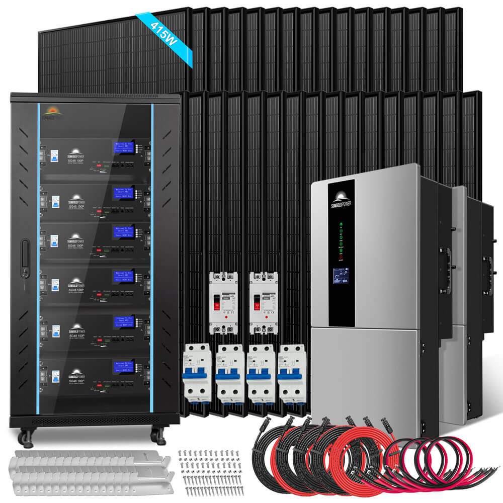 Hybrid Solar Kit 15.2KW 48V Split Phase 30.72 KWH Lithium Battery 32 X 415 Watt Solar Panel (Optional) SGH-7.6DN6E