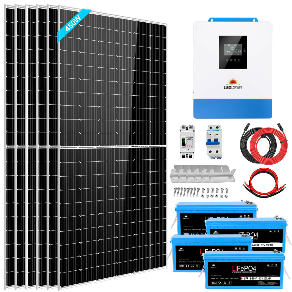 Solar Kit 5000W 48V 120V output 10.24KWH Lithium Battery 2700 Watt Solar Panel SGK-5PRO
