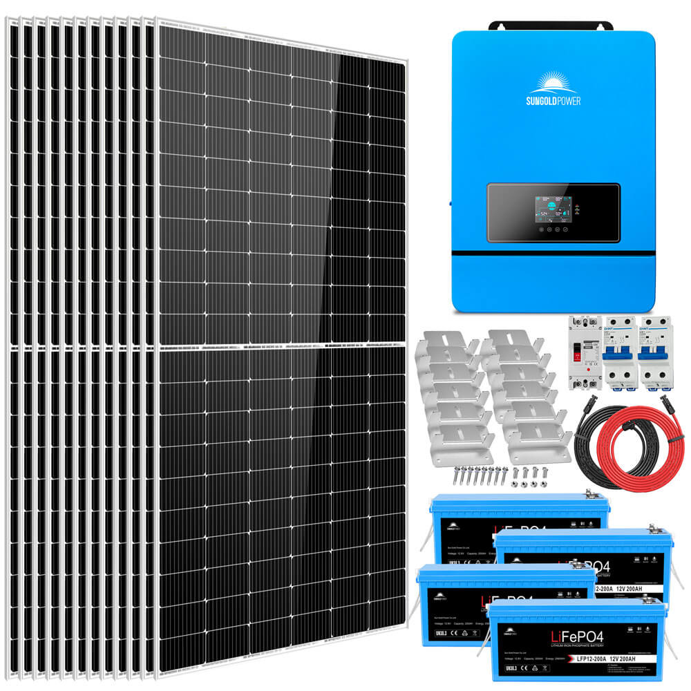 Complete off Grid Solar Kit 8000W 48V 120V/240V output 10.24KWH Lithium Battery 5400 Watt Solar Panel SGK-8MAX (SC)