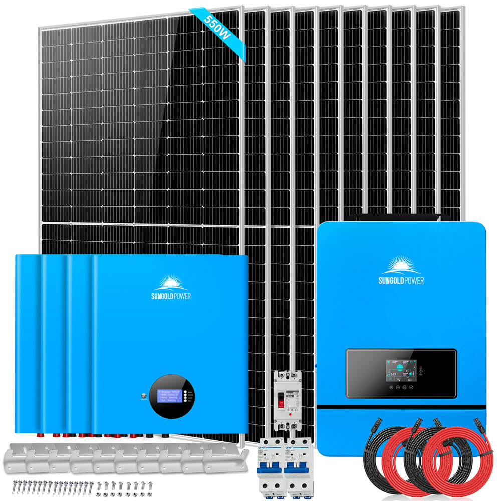 OFF GRID SOLAR KIT 10 X 550 WATTS SOLAR PANELS 4 X 5.12KWH POWERWALL LITHIUM BATTERY 10KW SOLAR INVERTER 48VDC 120V/240V SGM-10K20 (SC)