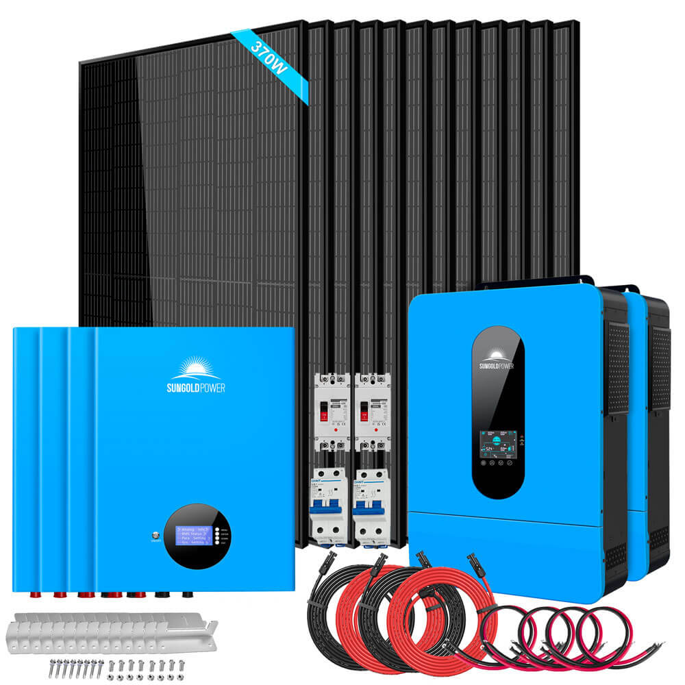 Off-Grid Solar Kit 13000W 48VDC 120VAC/240V 20.48KWH Lithium Battery 12 X 370 Watts Solar Panels SGM-1320M