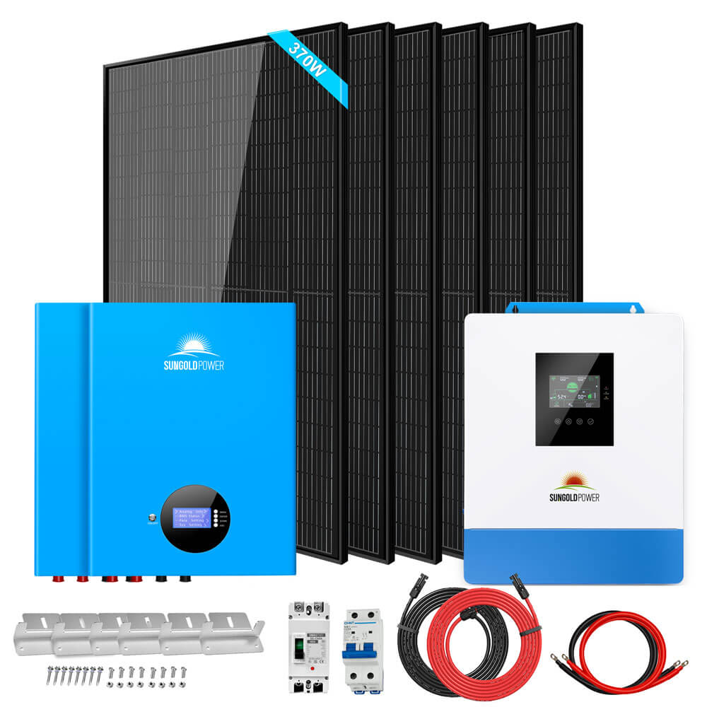 Off-Grid Solar Kit 5000W 48VDC 120V 10.24KWH Lithium Battery 6 X 370 Watts Solar Panels SGM-5K10M