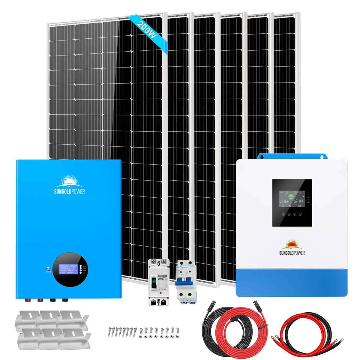 Off-Grid Solar Kit 5000W 48VDC 120V 5.12KWH Battery 6 X 200 Watts Solar Panels SGM-5K5E