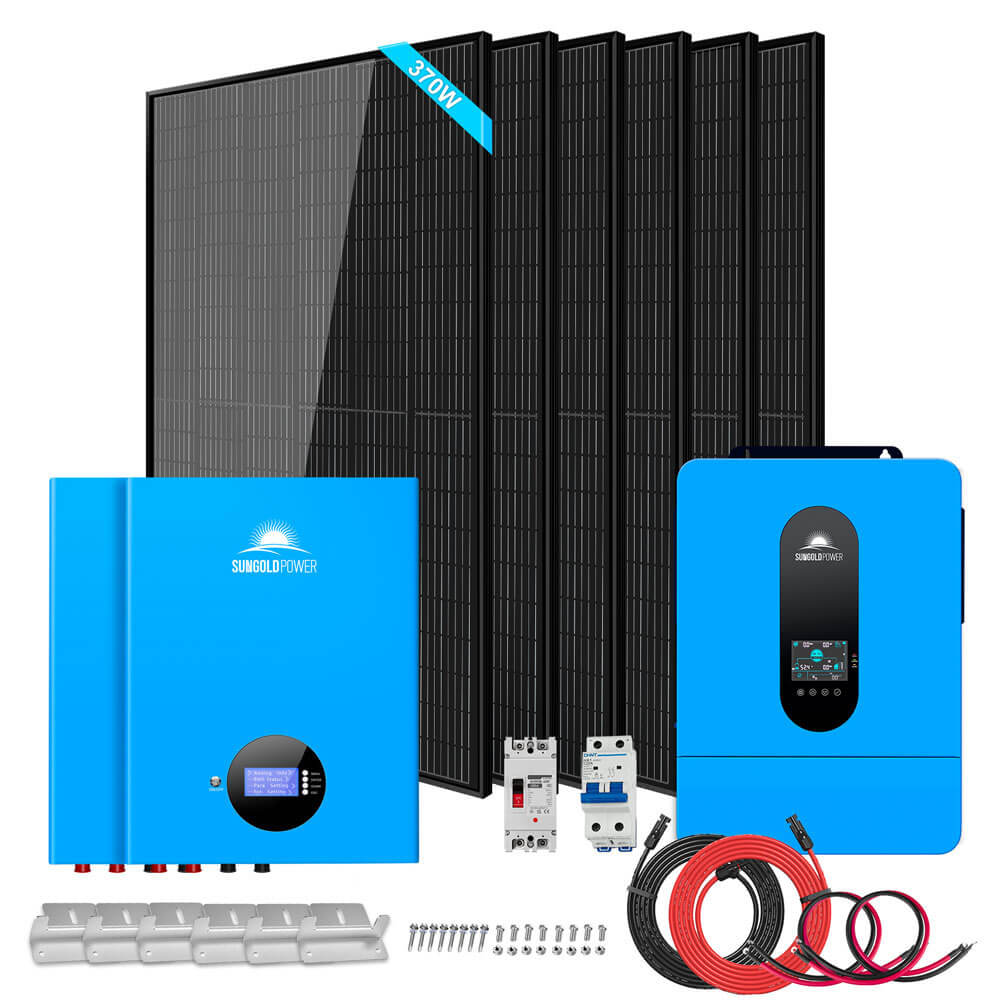 Off-Grid Solar Kit 6500W 48VDC 120/240VAC 10.24KWH Lithium Battery 6 X 370 Watts Solar Panels SGM-6510M