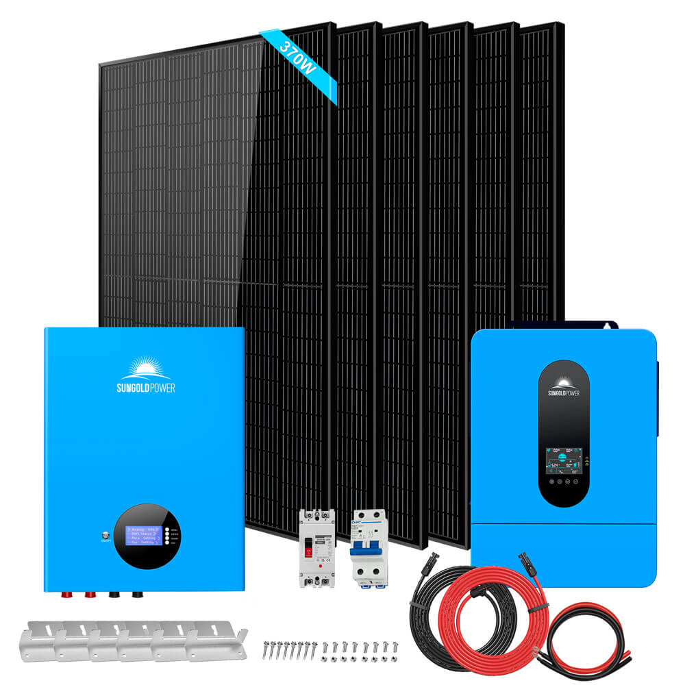 Off-Grid Solar Kit 6500W 48VDC 120/240VAC 5.12KWH/10.24KWH Lithium Battery 6 X 370 Watts Solar Panels SGM-655M/ SGM-6510M