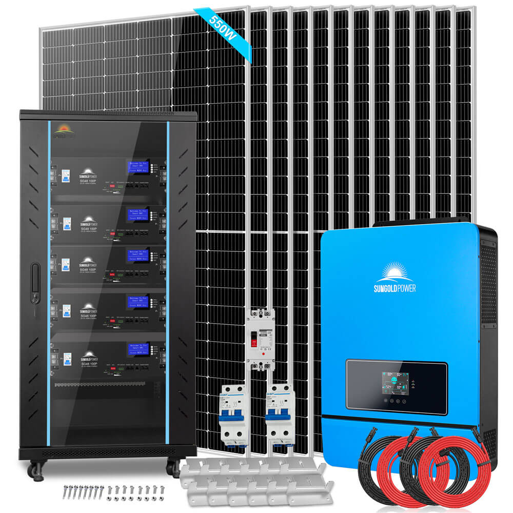 OFF GRID SOLAR KIT 12 X 550 WATTS SOLAR PANELS 25.6KWH LITHIUM BATTERY 10KW SOLAR INVERTER 48VDC 120V/240V (SC)