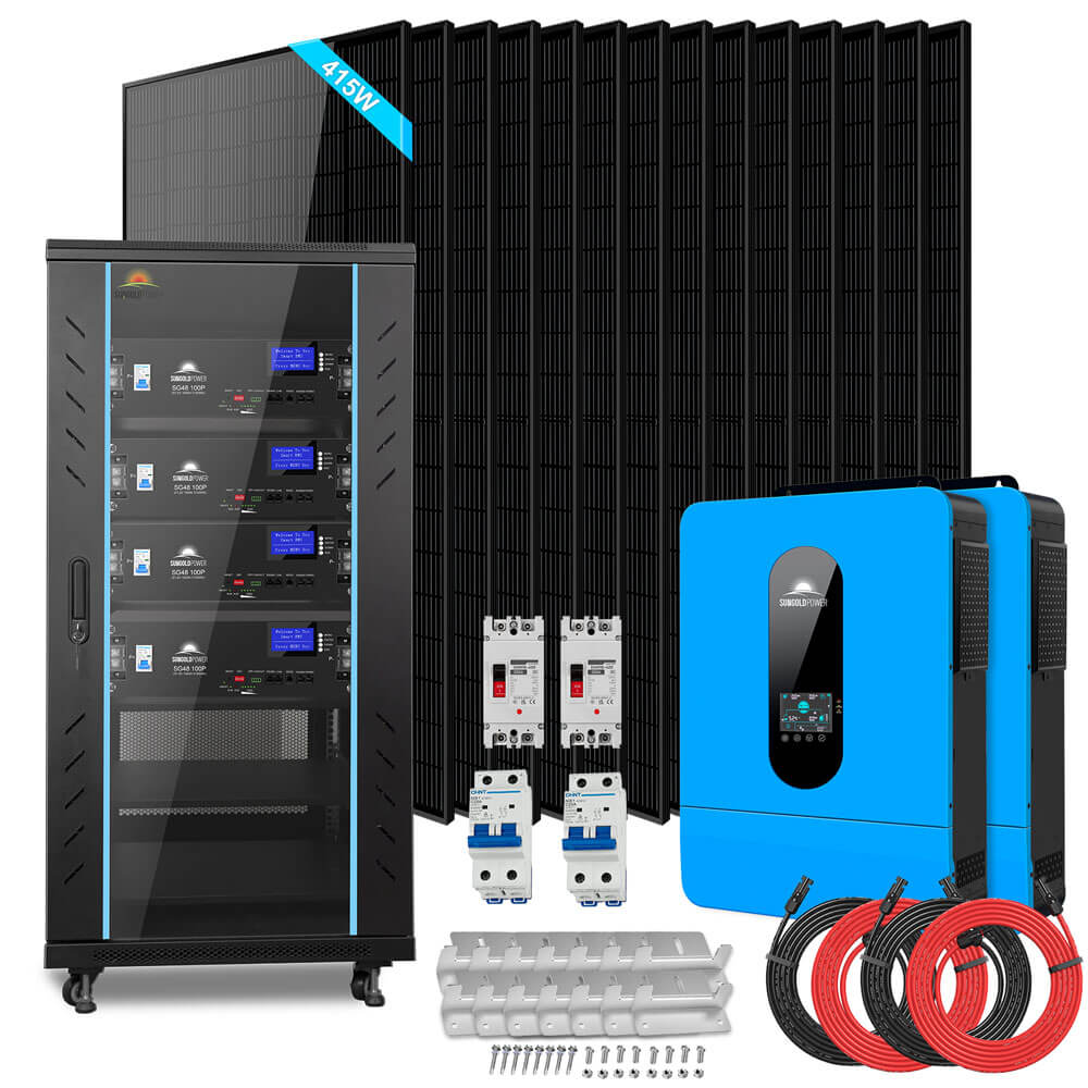 Off-Grid Solar Kit 13000W 48VDC 120V/240V LifePo4 20.48KWH Lithium Battery 14 X 415 Watts Solar Panels SGR-13KM (SC)