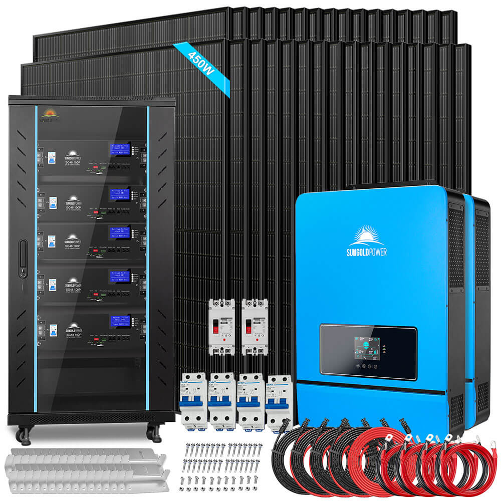 OFF GRID SOLAR KIT 16KW 48VDC 120V/240V LIFEPO4 25.6KWH LITHIUM BATTERY 32 X 450 WATTS SOLAR PANELS SGR-16K25E
