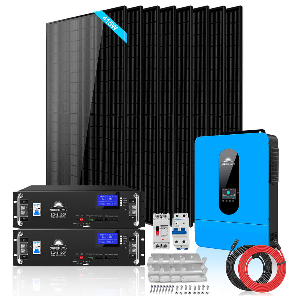 Off-Grid Solar Kit 6500W 48VDC 120/240VAC LifePo4 10.24KWH Lithium Battery 8 X 415W Solar Panels SGR-6510E (SC)