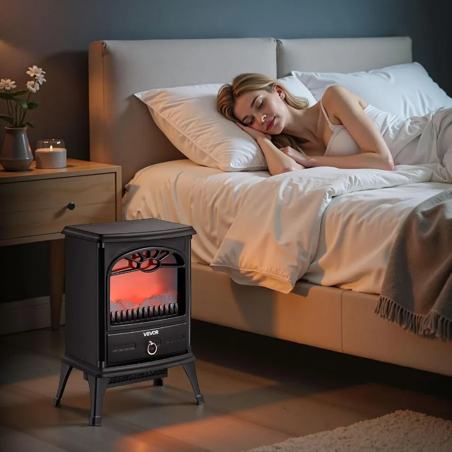 22.8-Inch Freestanding Electric Fireplace Heater 1500W with Realistic Flames