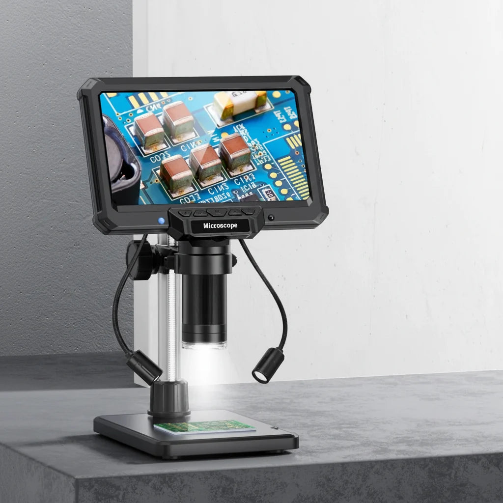 7 Inch Digital Microscope 1200X 16MP Coin PCB Soldering Repair Camera