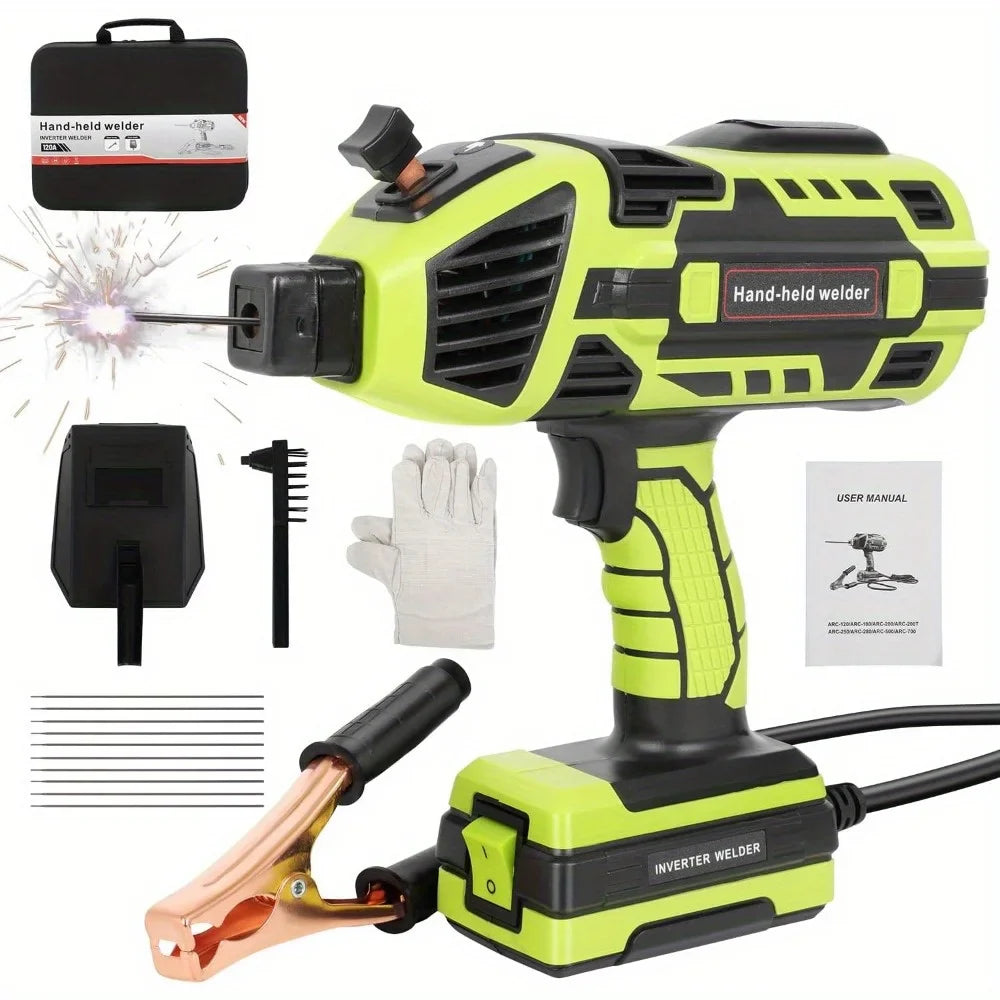 110V Handheld Portable Welding Machine IGBT Inverter ARC Welder 20-120Amp Gun