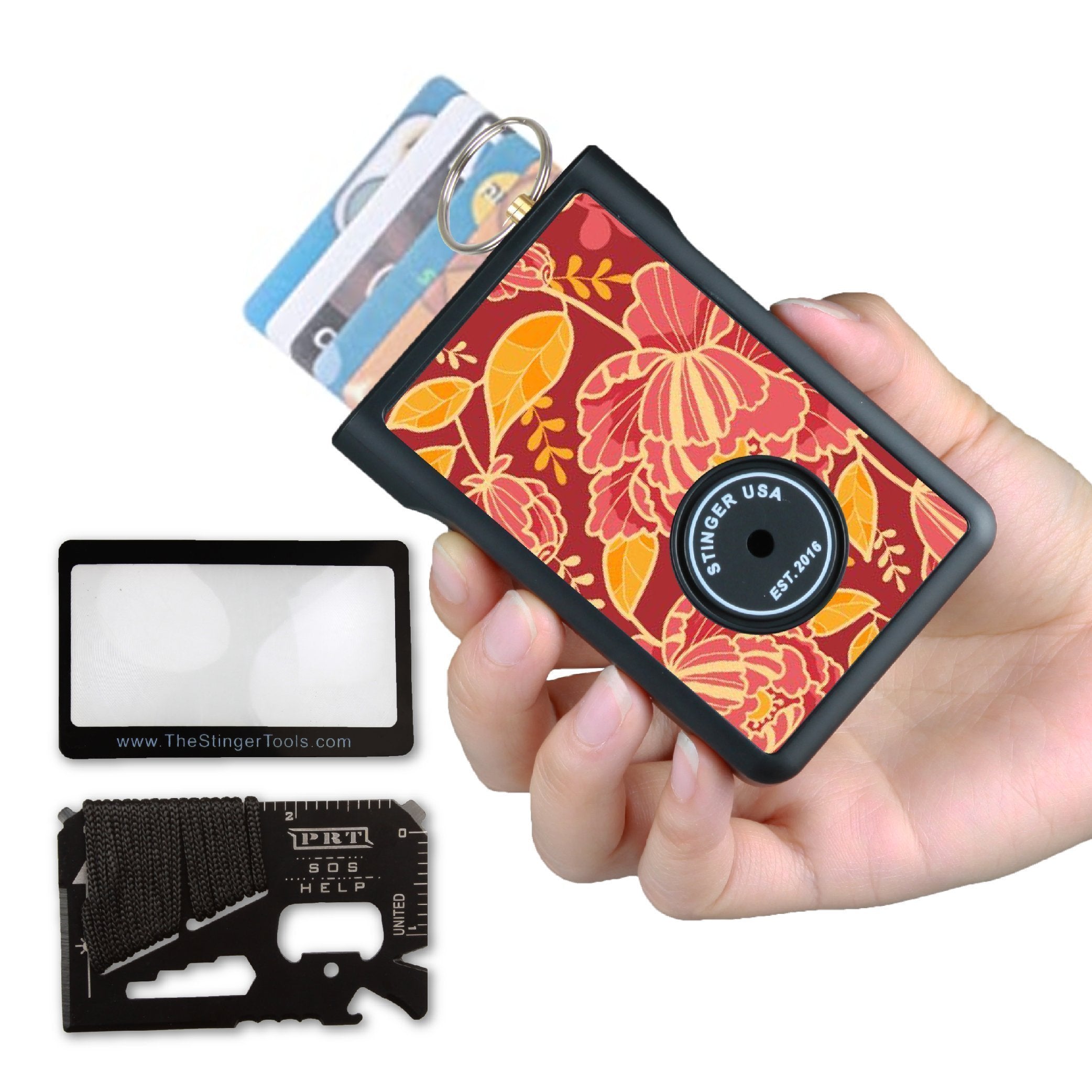 Body Safe Wallet Safety Wallet With Personal Alarm Multi Functional Tool (Peony)