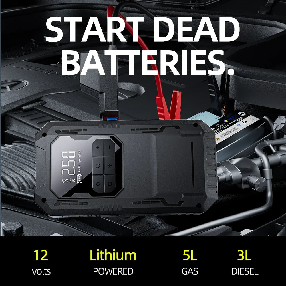 4-in-1 Car Jump Starter & Portable Air Compressor – Battery Booster & Tire Pump