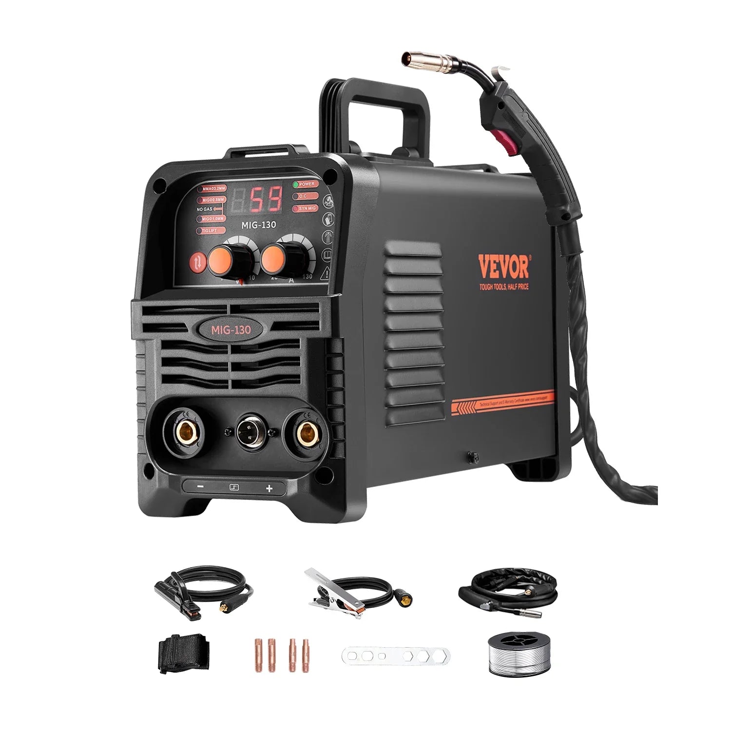 130Amp MIG Welder 3-in-1 Portable IGBT Inverter Welding Machine with Digital Display