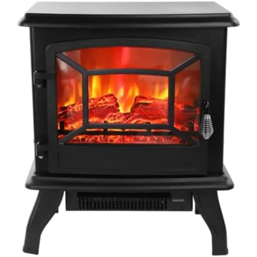 20-Inch Electric Fireplace Stove Heater with Realistic Flame & Adjusta