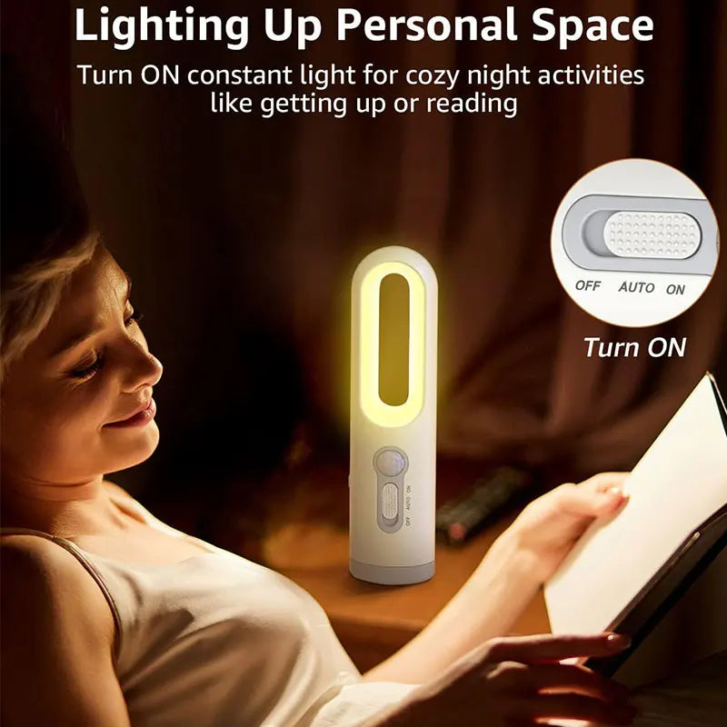 2 in 1 Motion Sensor Night Light Portable Flashlight Bedroom Bathroom Bedside Lamp