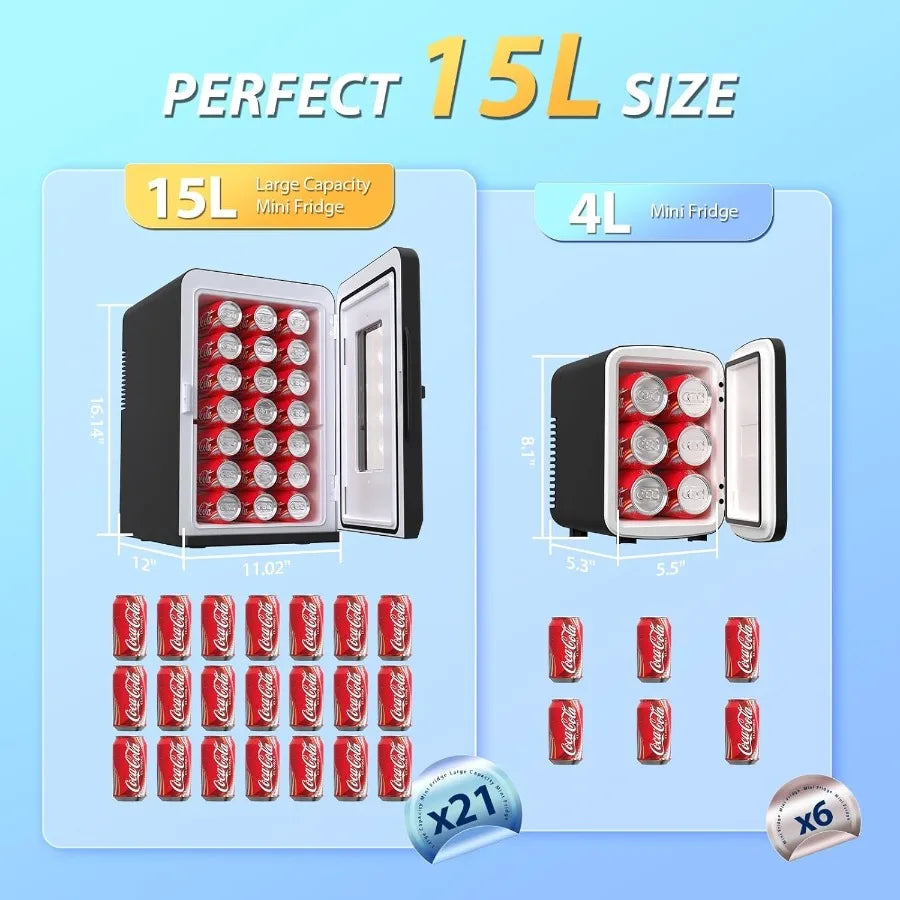 15L Portable Mini Fridge Thermoelectric Cooler Warmer for Bedroom Office Car Use