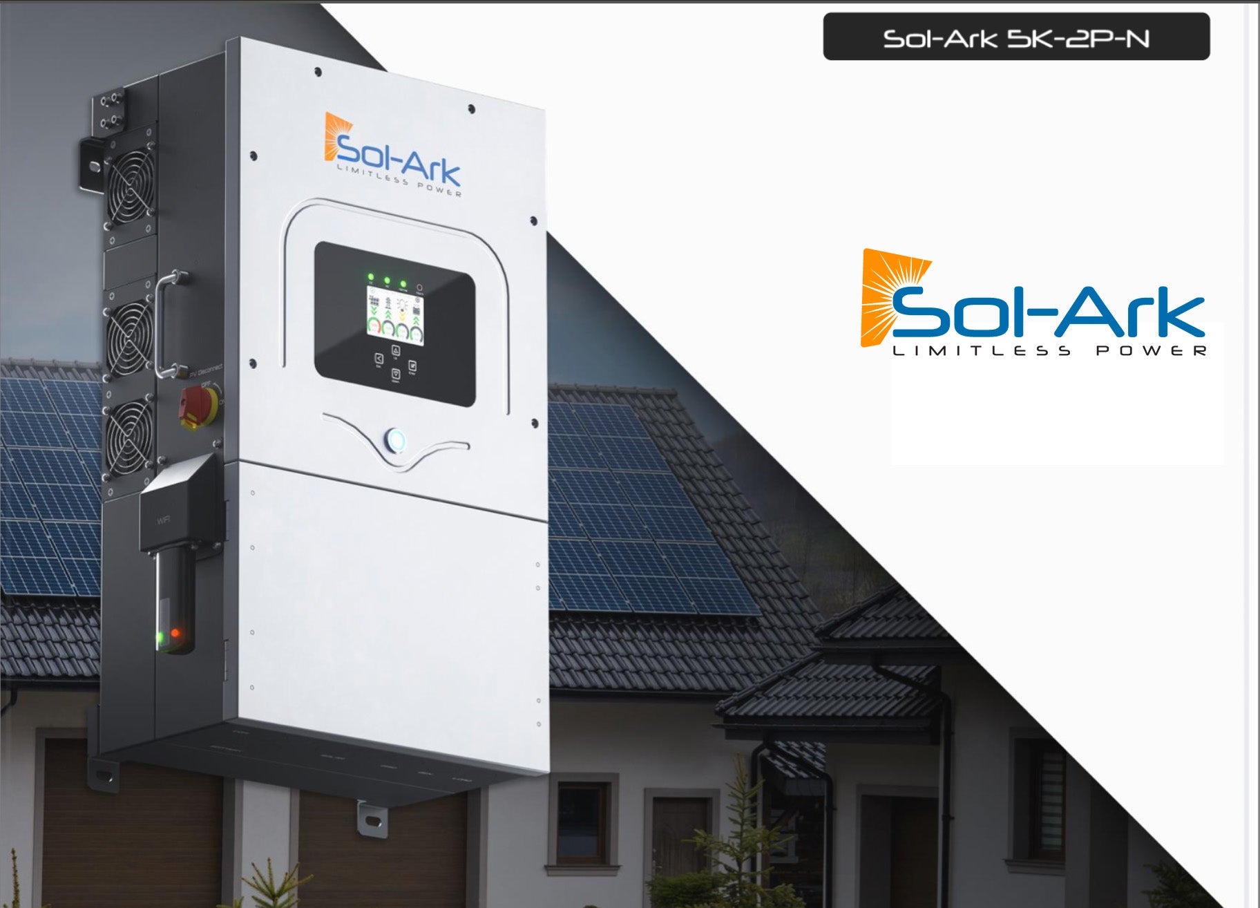2.2KW Complete Offgrid Solar Kit + 5K Sol-Ark Inverter + 10.24KW OMO Stack Lithium Battery +2.2KW Solar with Mounting Rails and Wiring (SC)