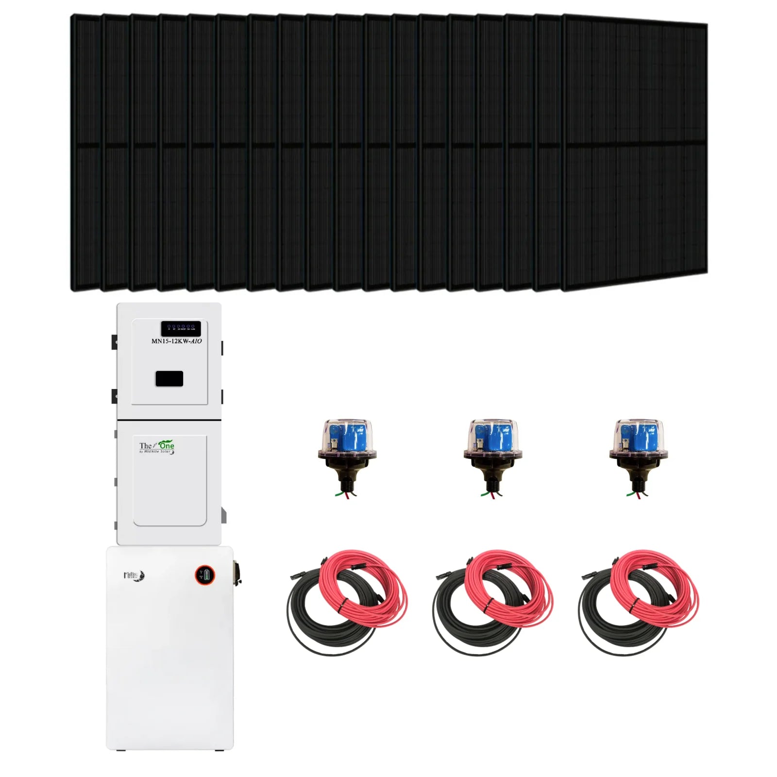 Complete Hybrid Solar Kit - Midnite Power TheOne Hybrid Inverter | 11.4kW 120/240V Output | 48V 310AH 16.1kWh Midnite Power AllWeather Lithium Battery | 14.4kW+ of Solar PV (SC)