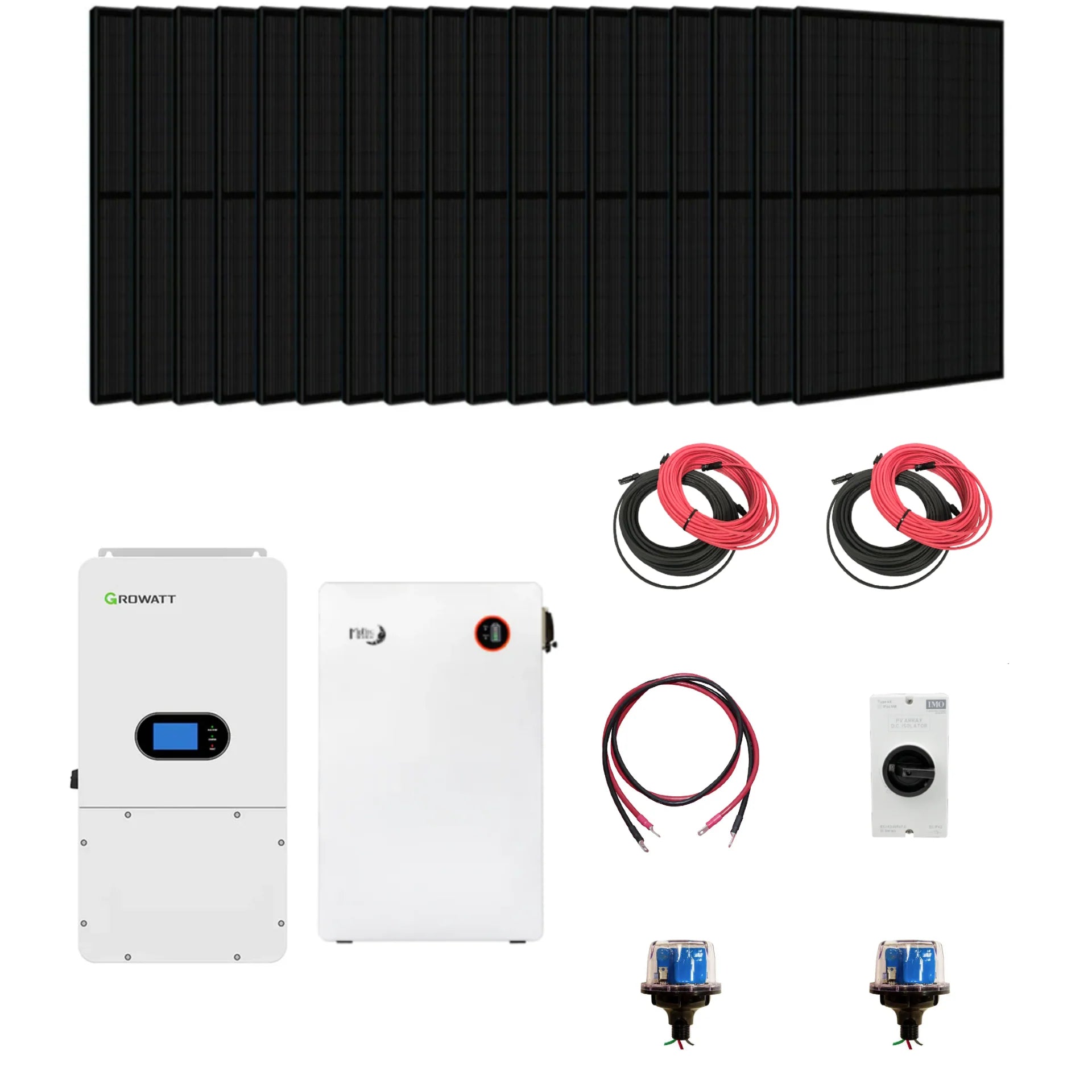 Complete Hybrid Solar Kit | Growatt SPH 10000TL Hybrid Inverter | 15kW PV Input 120/240V 10kW Output | 16.1kWh Midnite Power Lithium Powerwall | More Than 8000 Watts of Solar PV (SC)