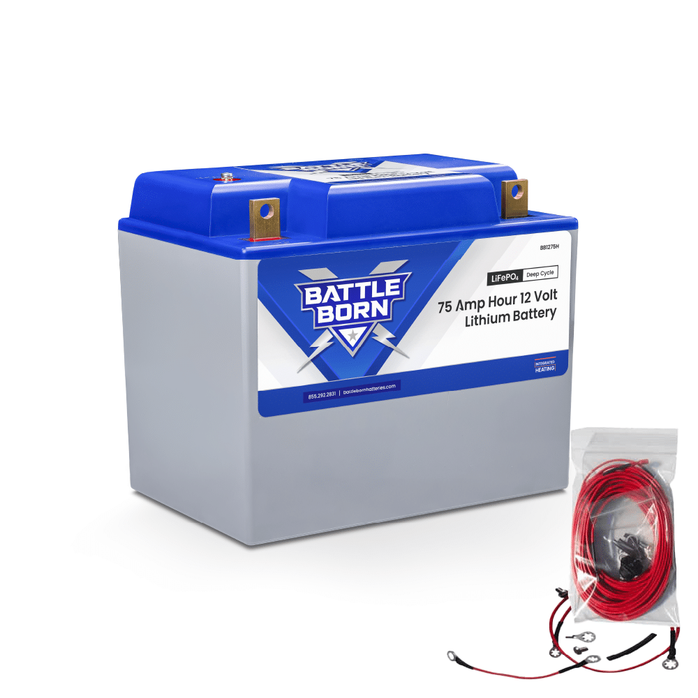 Battle Born 75Ah 12V Group 24 LiFePO4 Heated Battery Kit (SC)