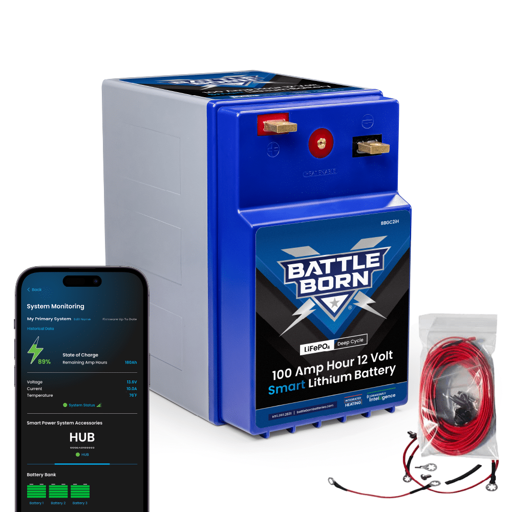 Battle Born 100Ah 12V GC2 Smart Heated LiFePO4 Deep Cycle Battery Kit (SC)