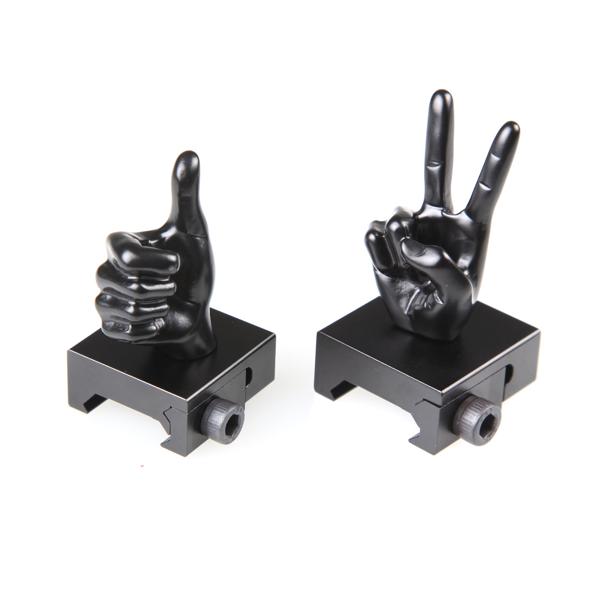 Black Color Novelty Finger Iron Sight Set - Straight (V Hand & Thumbs Up) (SC)