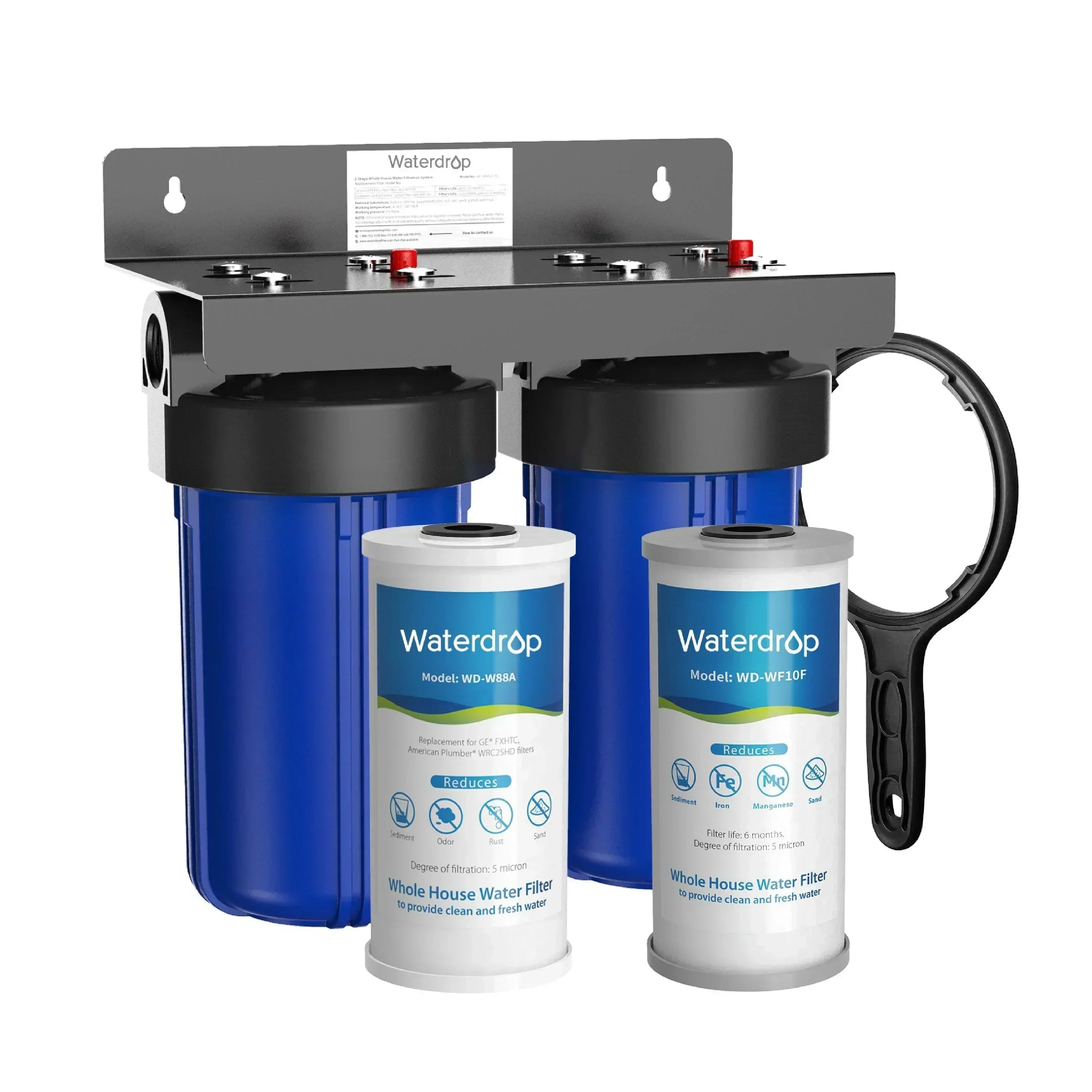 Waterdrop 2-Stage Whole House Water Filter System Reduce Iron&Manganese (SC)