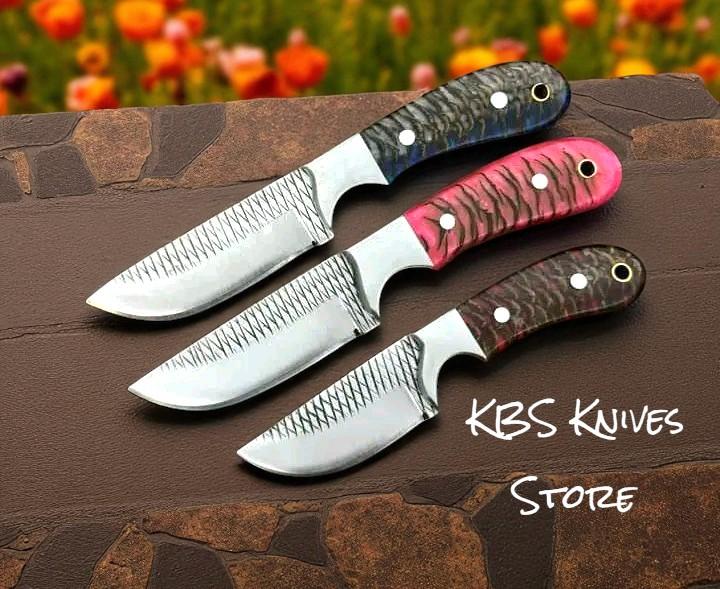 CUSTOM COWBOY BELT BUCKLE KNIFE SET – 3 PIECE RASP STEEL HOMESTEADER COLLECTION WITH WESTERN SHEATHS (SC)