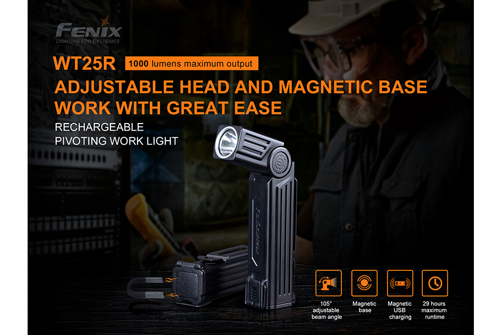 Fenix WT25R Adjustable Head LED Flashlight - 1000 Lumens (SC)