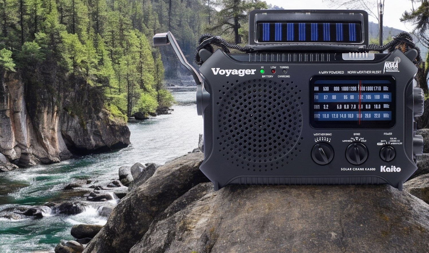 Kaito KA500 5-way Powered Emergency AM/FM/SW NOAA Weather Alert Radio with Solar,Dynamo Crank,Flashlight and Reading Lamp - Black (SC)