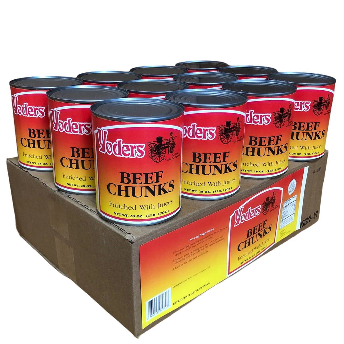Yoder’s Canned Beef Chunks | 28 oz can | Real USA Beef | Fully Cooked | Shelf Stable Survival Food | 10+ Year Shelf Life | Ready to Eat | Ideal for Prepping, Storage & Camping (SC)