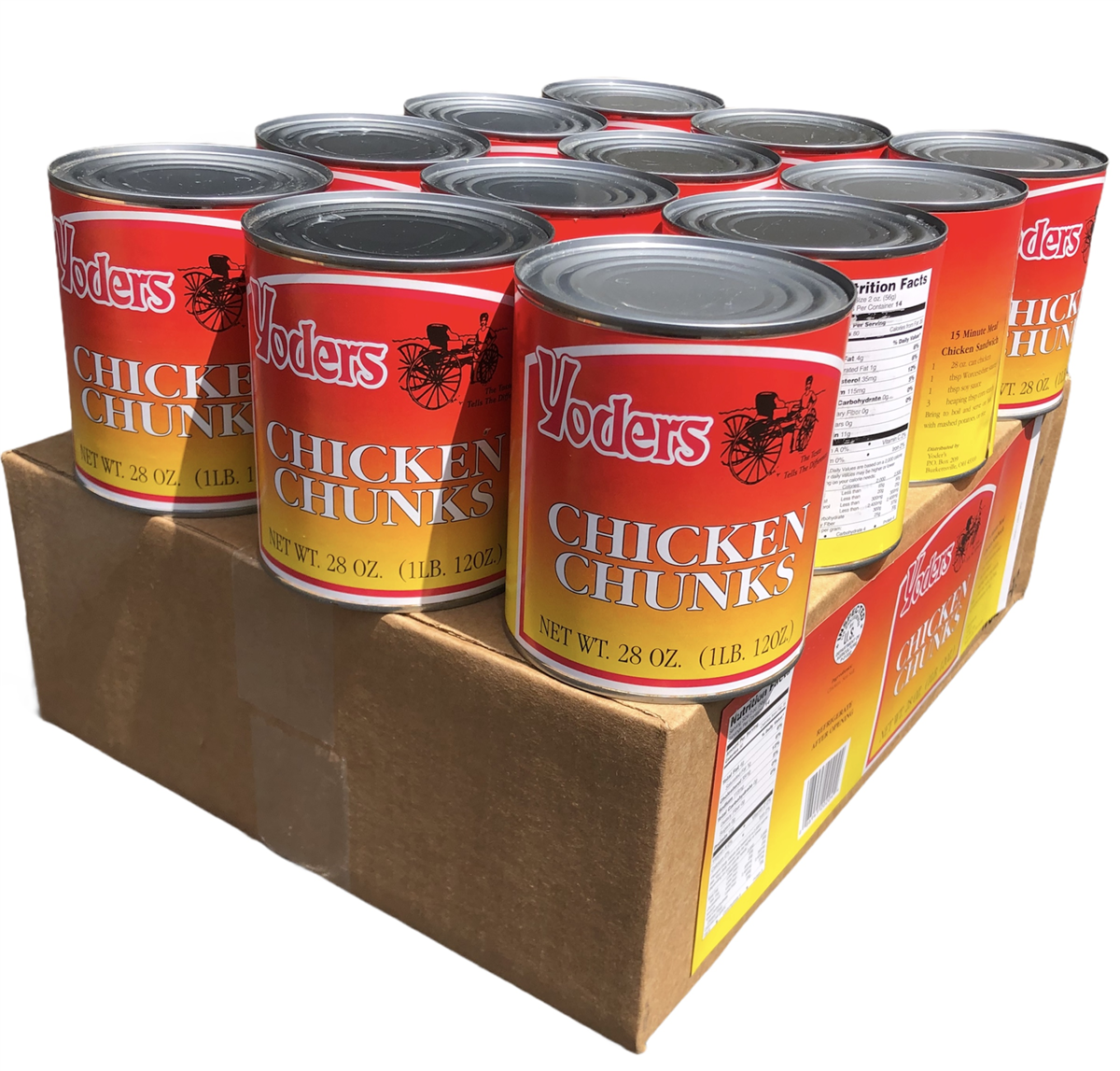 Yoder’s Canned Chicken Chunks | 28 oz can | Real USA Chicken | Fully Cooked | Shelf Stable Survival Food | 10+ Year Shelf Life | Ready to Eat | Ideal for Prepping, Storage & Camping (SC)