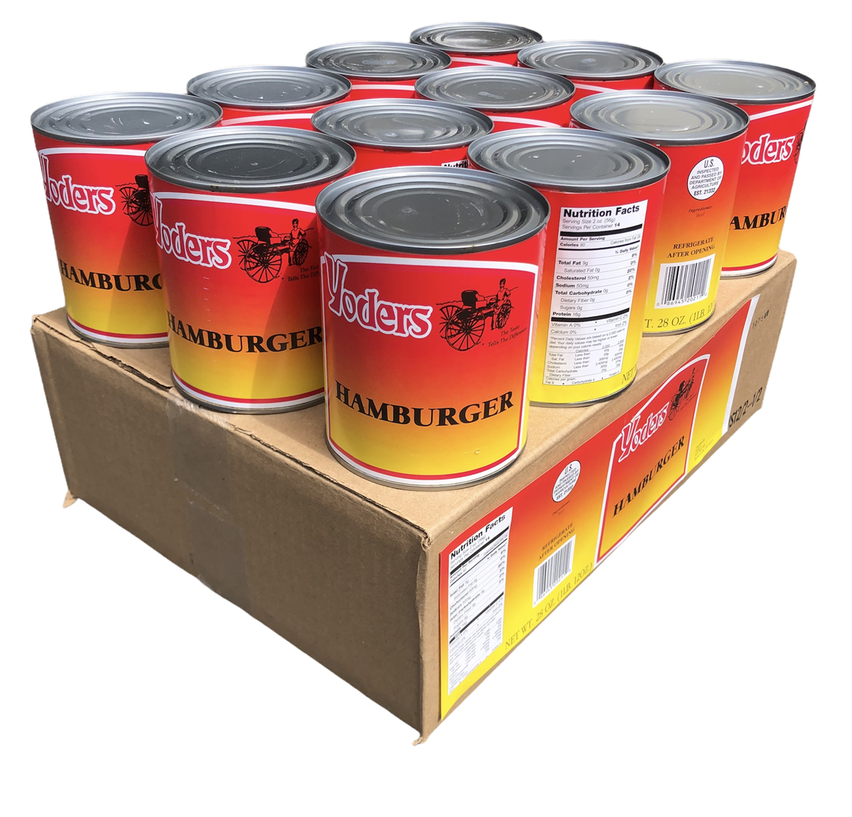 Yoder’s Canned Ground Beef/Hamburger | 28 oz can | Real USA Beef | Fully Cooked | Shelf Stable Survival Food | 10+ Year Shelf Life | Ready to Eat | Ideal for Prepping, Storage & Camping (SC)