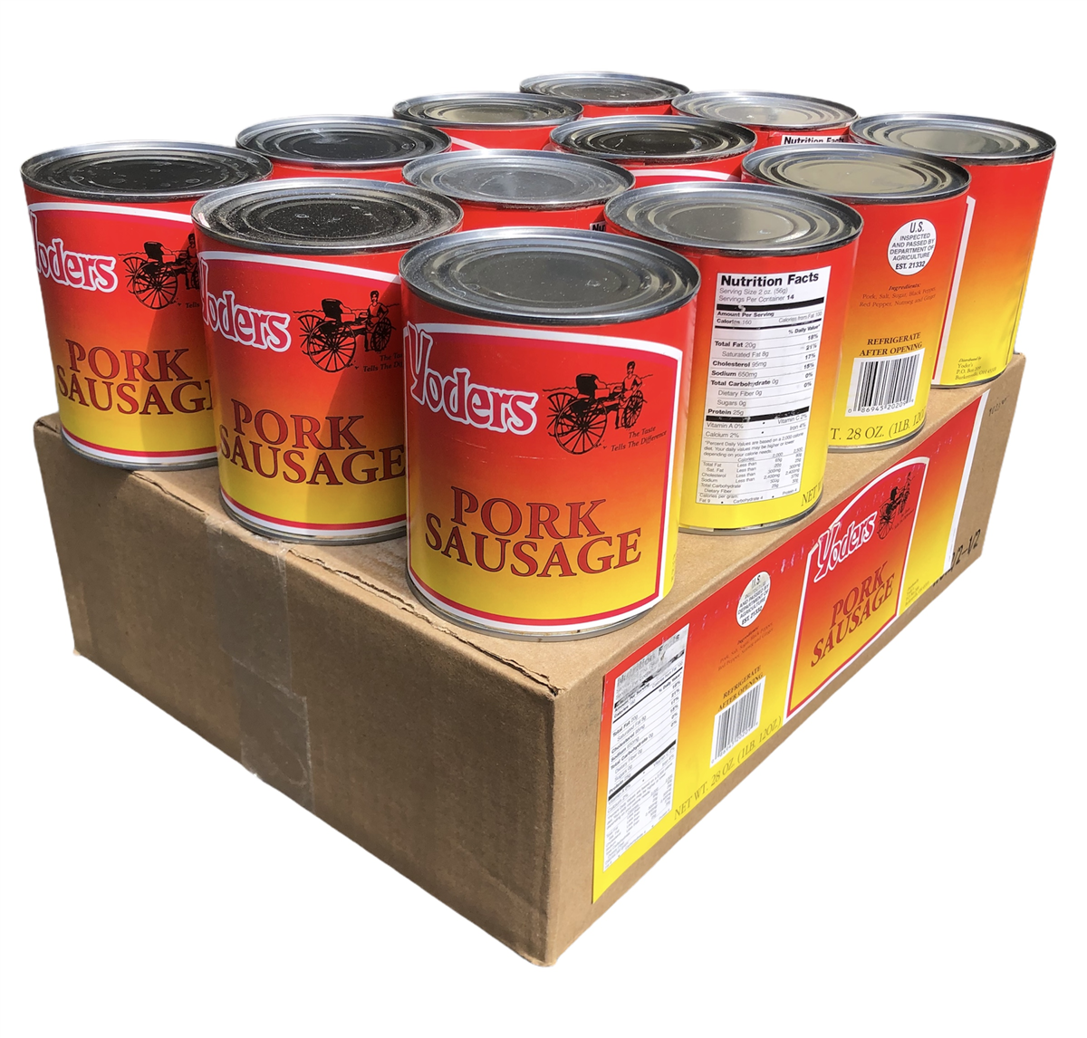 Case (12 Cans) of Yoder's fresh REAL Canned Pork Sausage (SC)