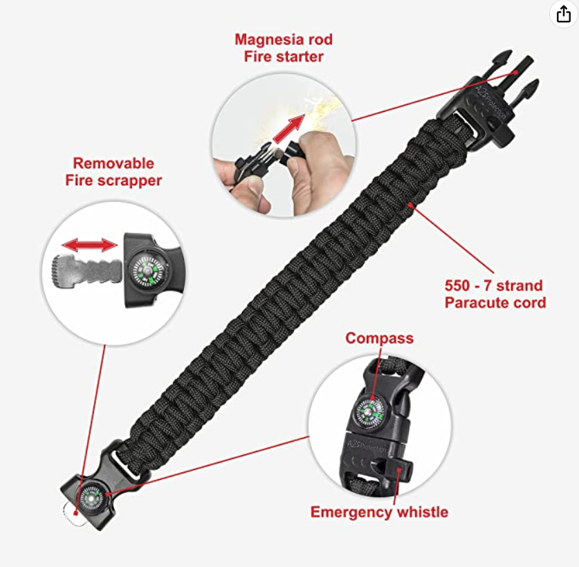 Orange Survival Bracelet 5-in-1 Multifunctional (SC)